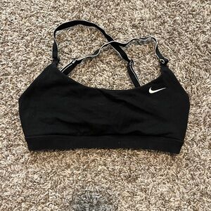 Nike Women's Black Sports Bra with White Logo